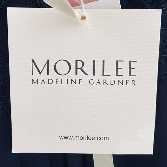 PLUS Morilee Madeline Gardner Navy Lace & Chiffon Flowy Formal Maxi Dress 18 - Picture 4 of 10